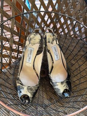 Jimmy Choo designer Peep-Toe Slingback Heels